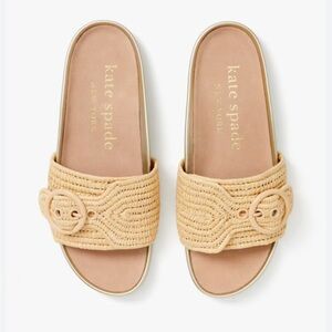 Kate Spade Tan Woven Slide Sandals